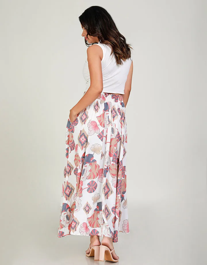 Printed Maxi Skirt with Pockets