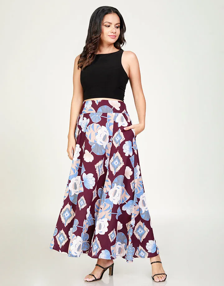 Printed Maxi Skirt with Pockets