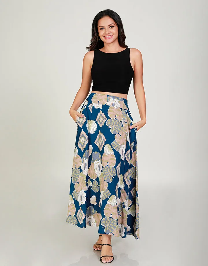 Printed Maxi Skirt with Pockets