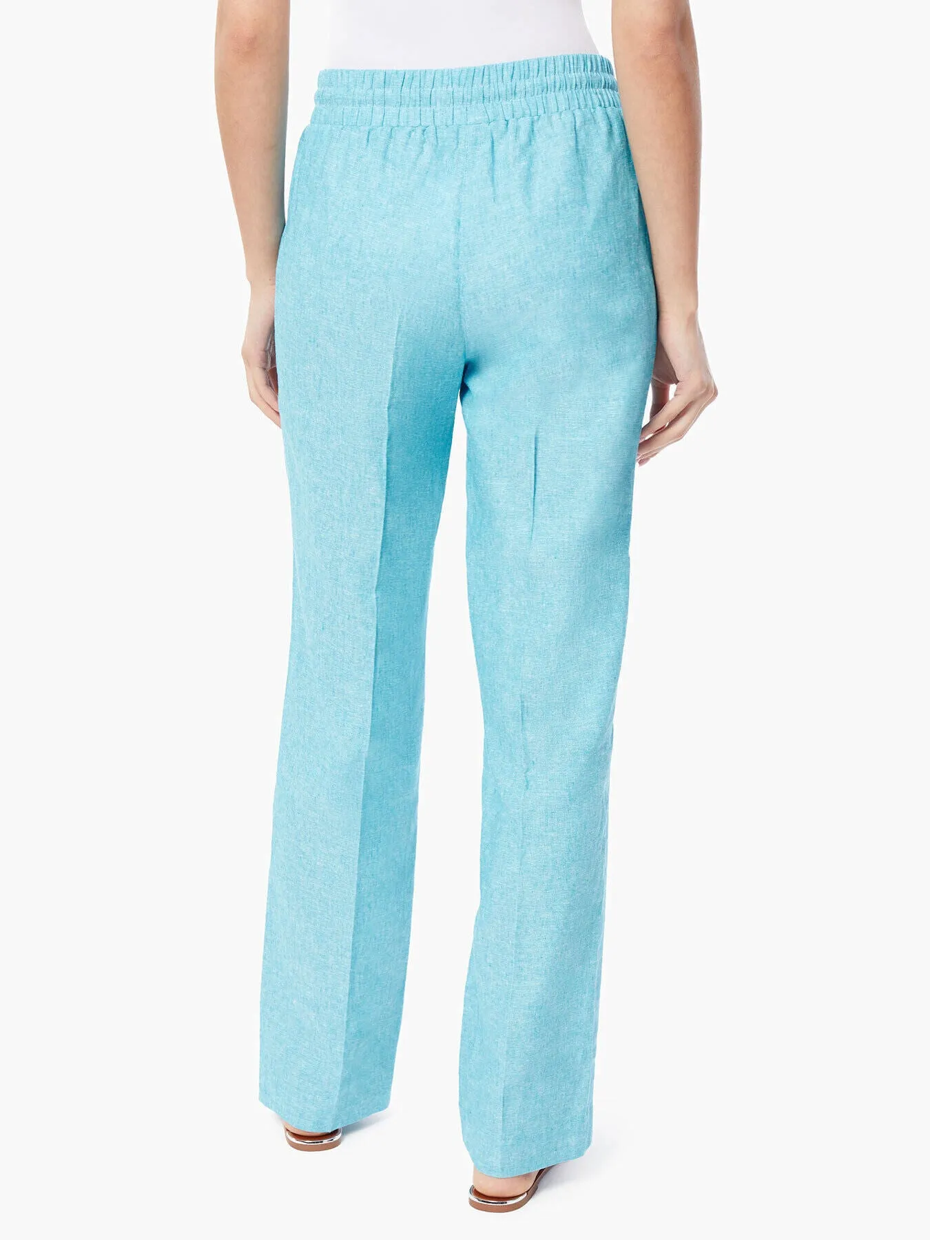 Pull-On Linen-Blend Drawstring Pants