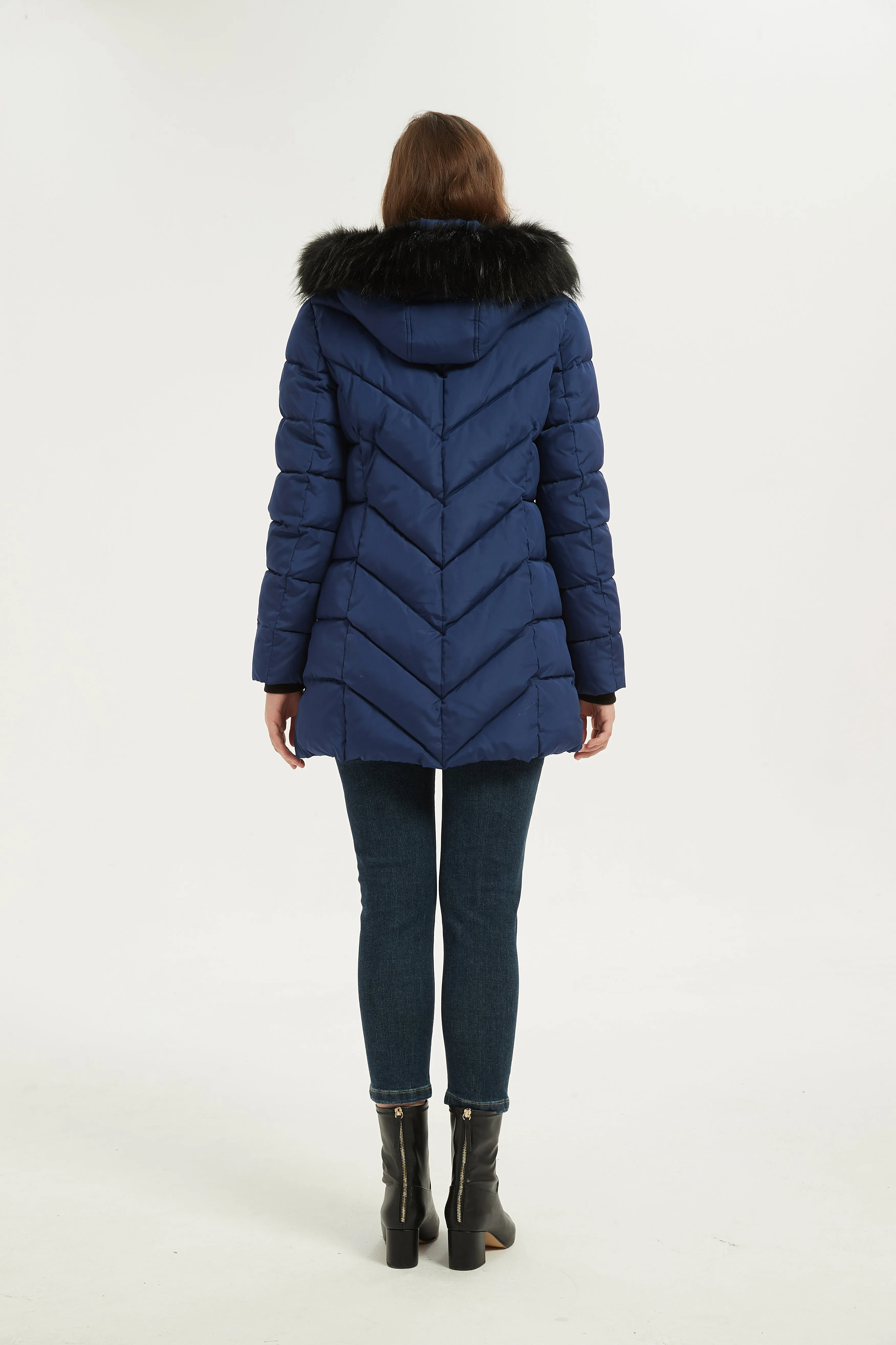 Quilted Puffer Coat & Jacket with faux fur hood