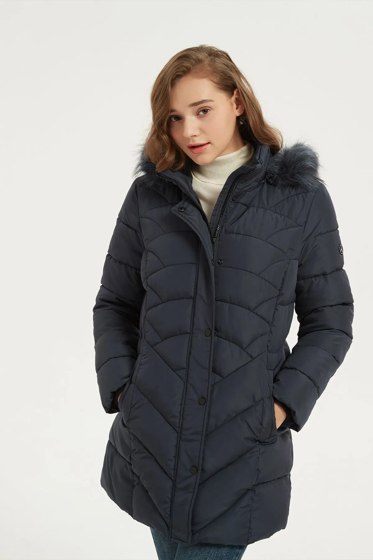 Quilted Puffer Coat & Jacket with faux fur hood