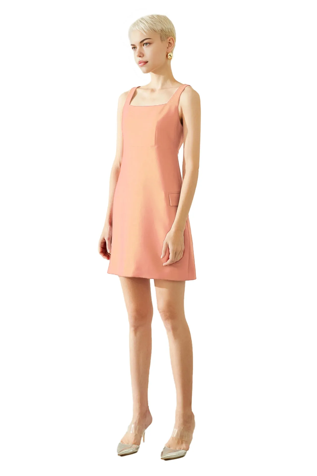 【Quinnbie】Orange wide strap dress