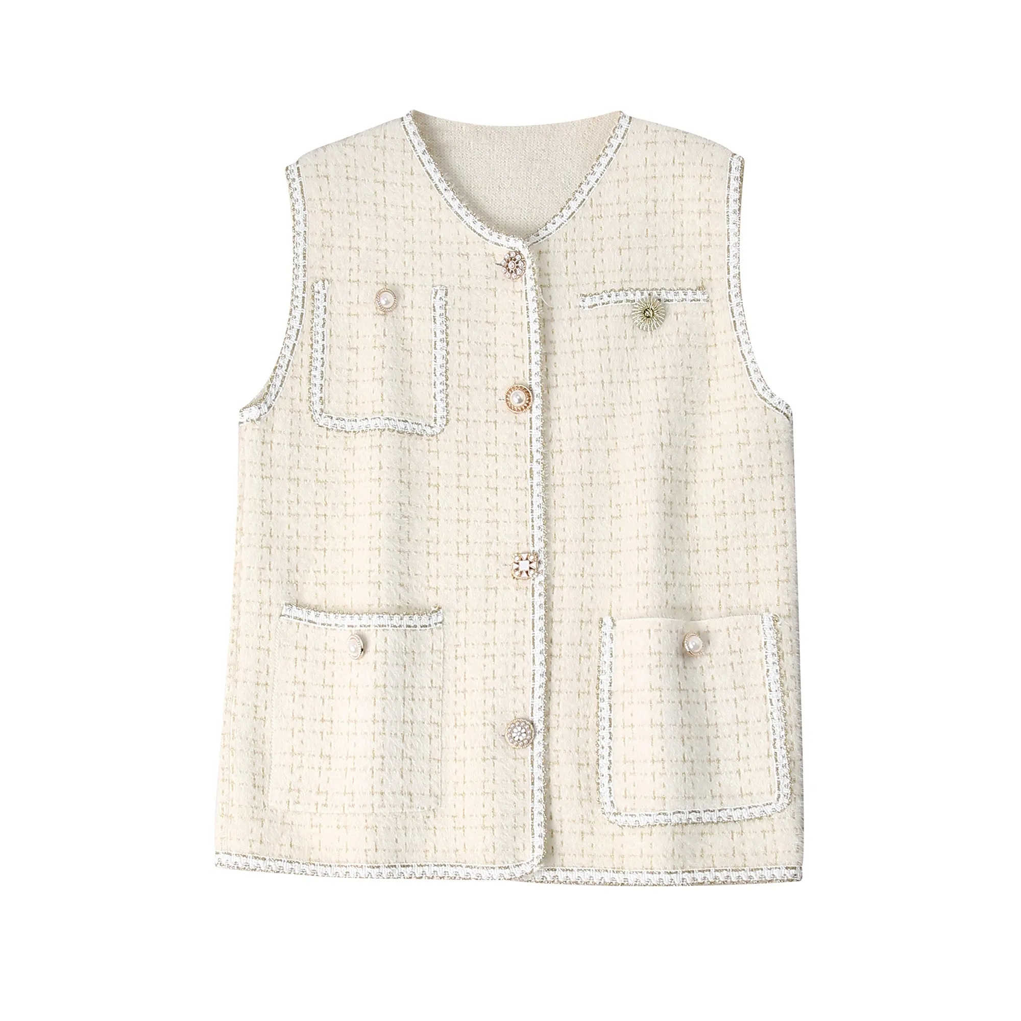 RH Women's Fashion Casual Vest, Knit Sleeveless Classic Fit Button S-M RHW4026