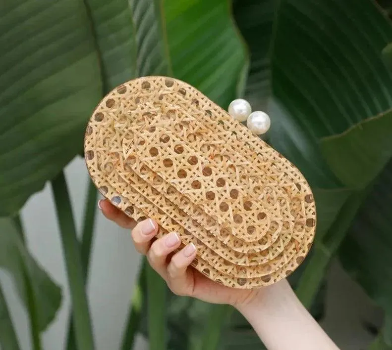 Rhoda Egg Rattan Clutch Bag