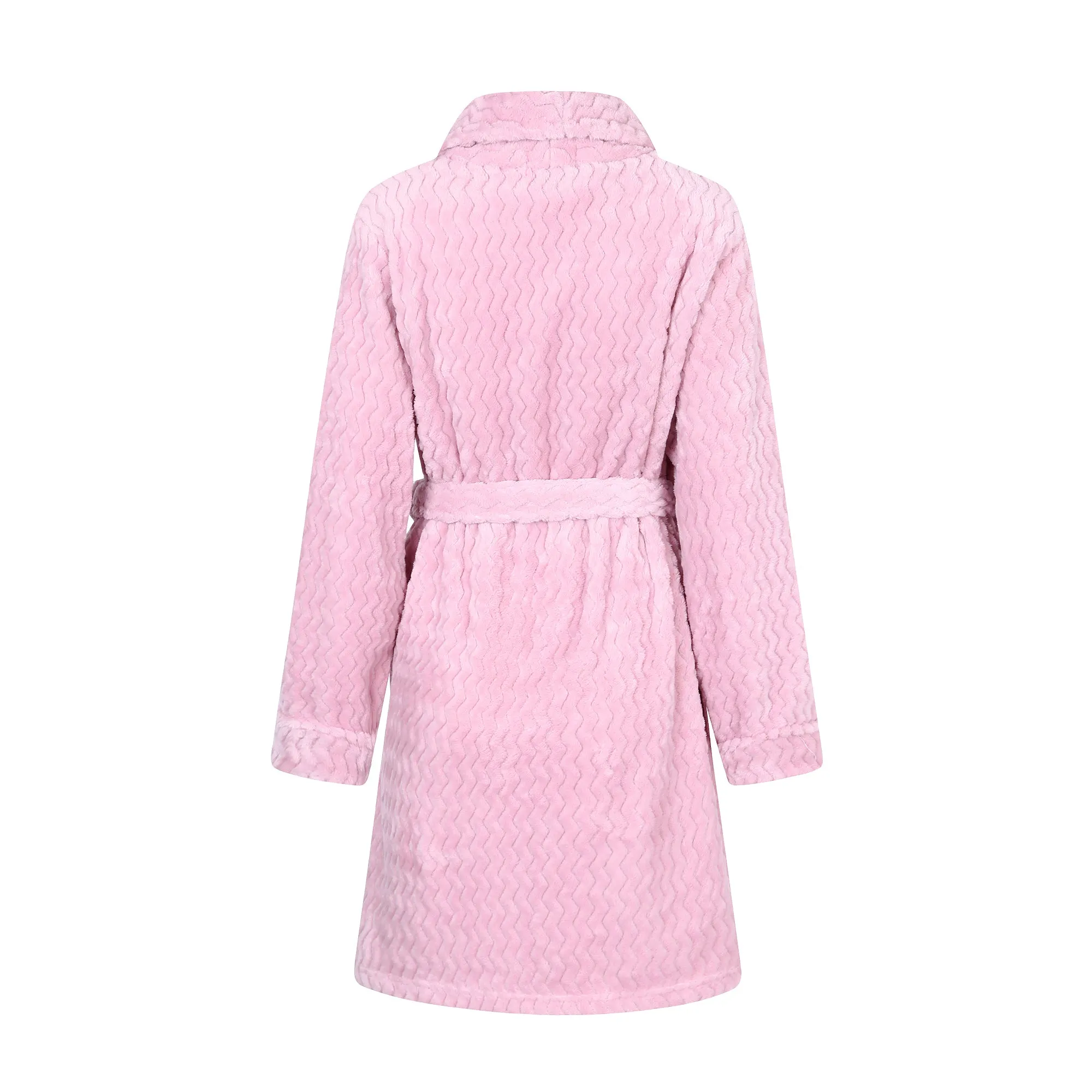 Richie House Women’s Above the Knee Pink Robe Collared Lounge Sleepwear Housecoat RHW2808