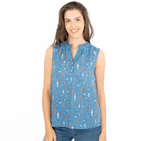 Seasalt Blue Fish Flower Fields Summer Vest Sleeveless Tops