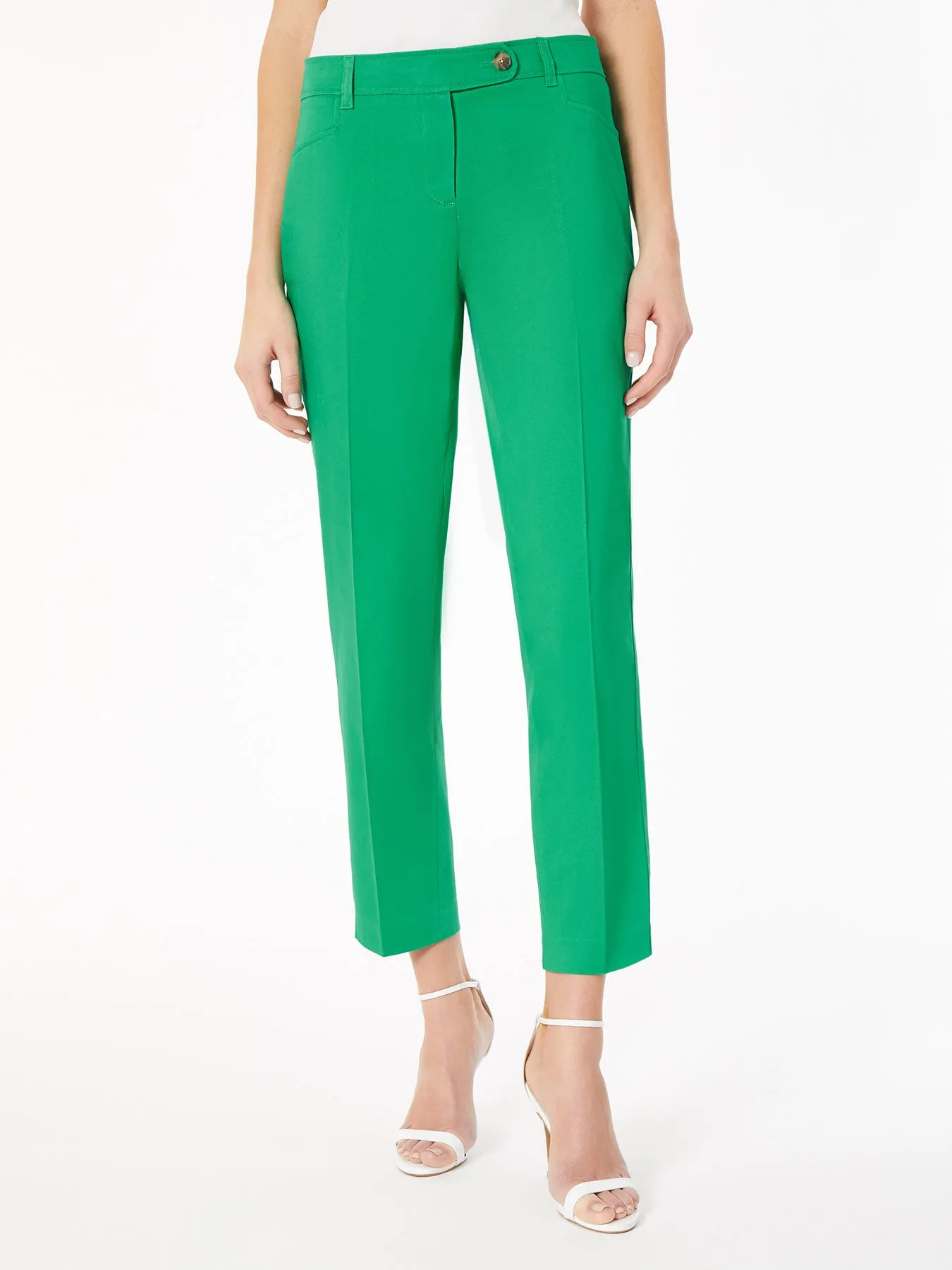 Solid Fly-Front Slim Leg Pants