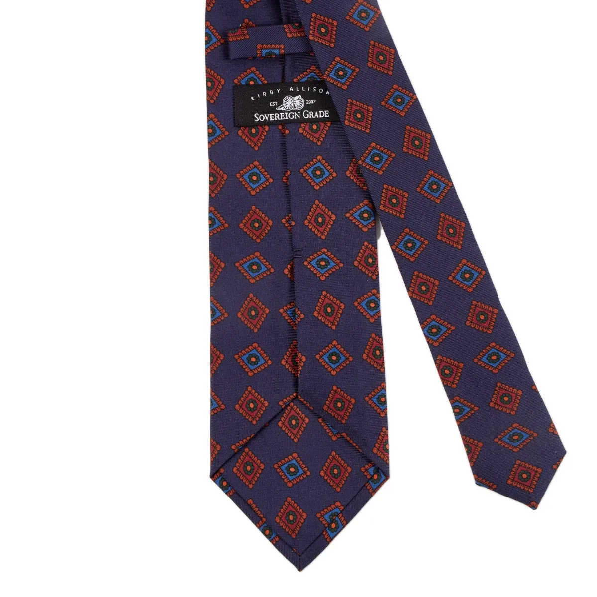 Sovereign Grade Dark Navy Art Deco Ancient Madder Silk Tie