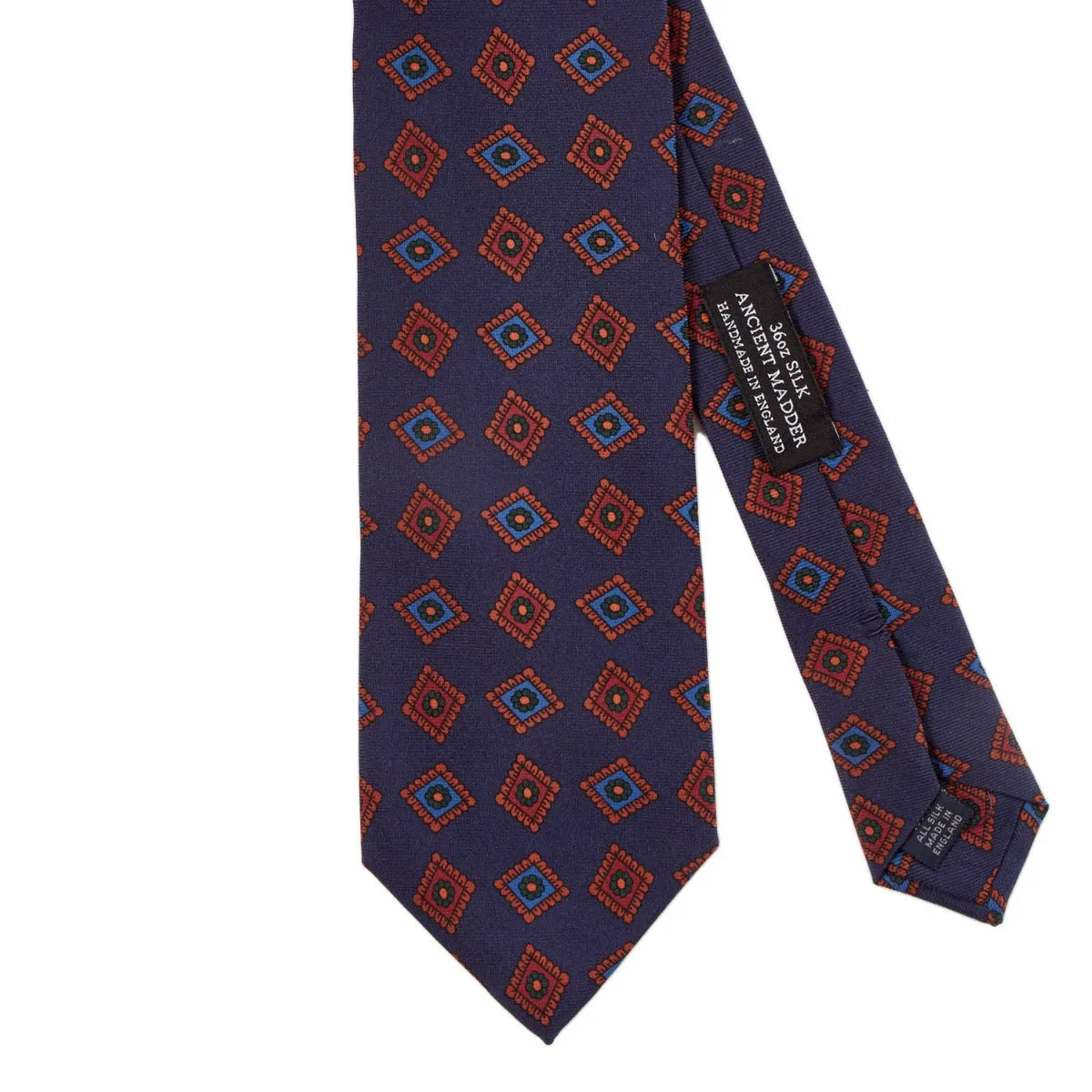 Sovereign Grade Dark Navy Art Deco Ancient Madder Silk Tie