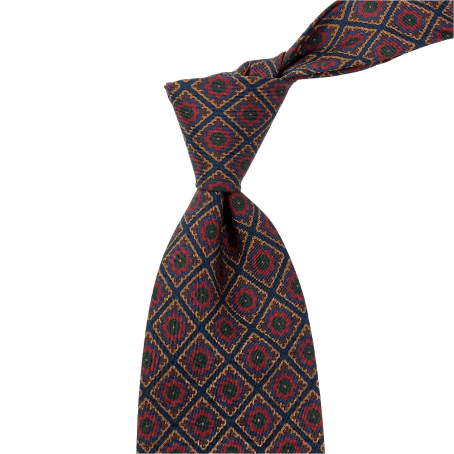 Sovereign Grade Dark Navy/Red Oversized Medallion Ancient Madder Tie