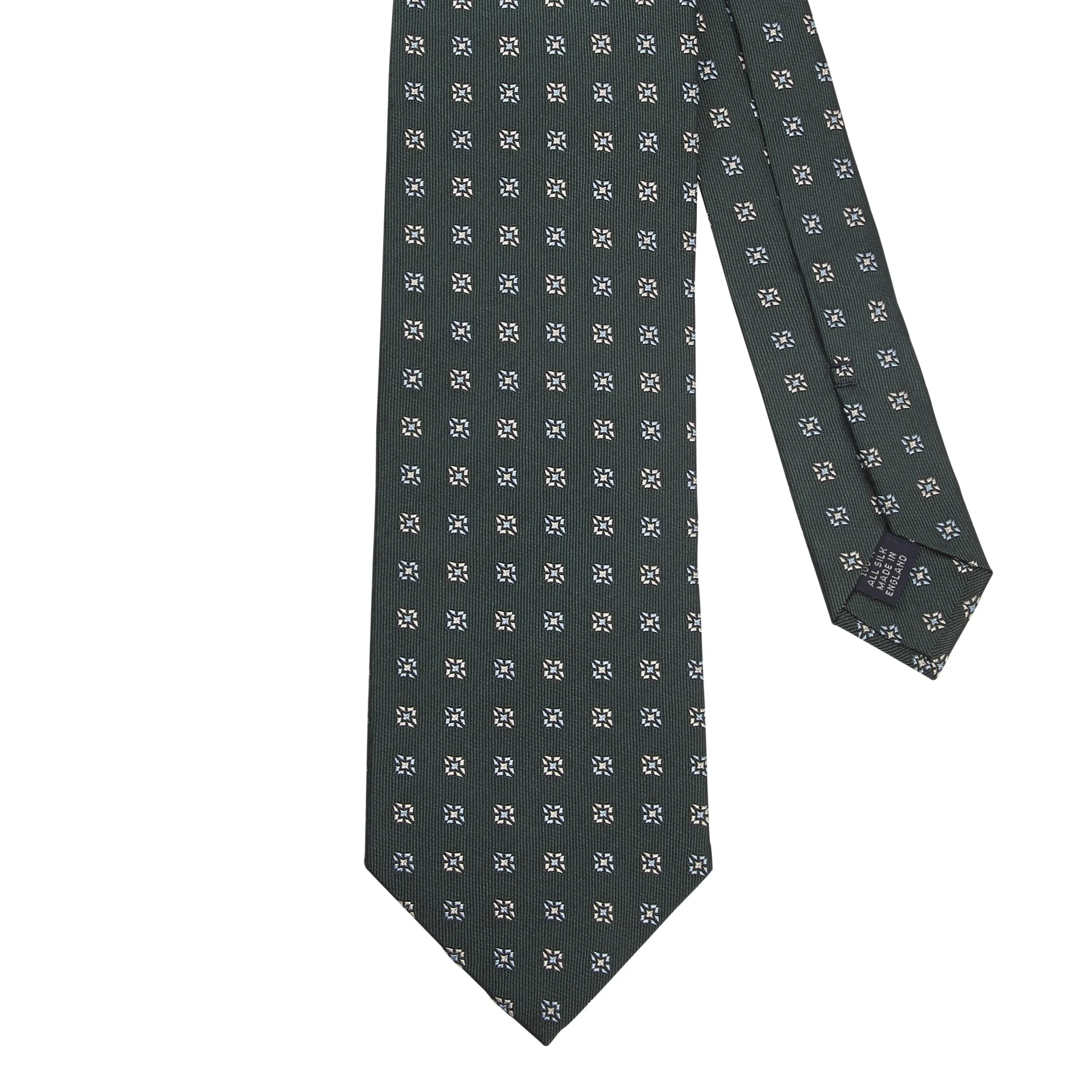 Sovereign Grade Forest Green Square Floral Jacquard Tie