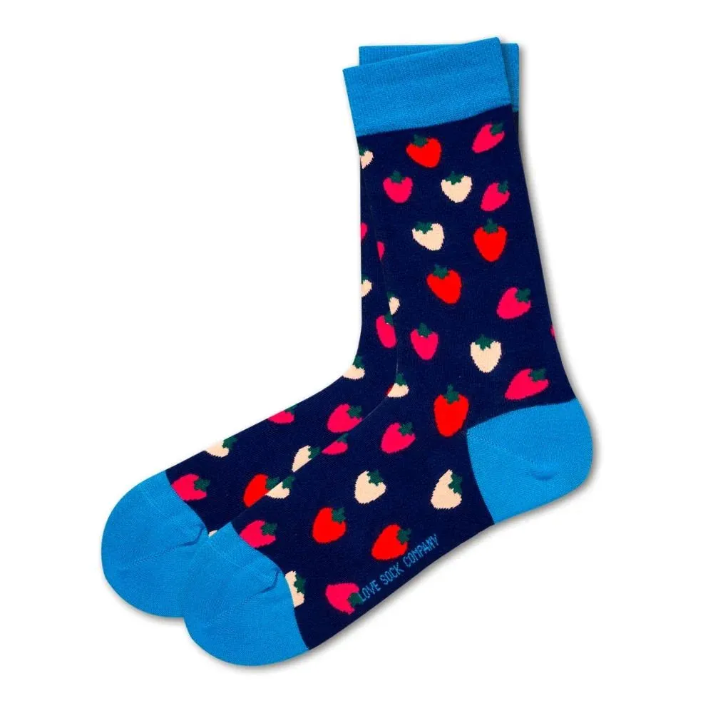 Strawberry women's novelty crew socks. Love Sock Company