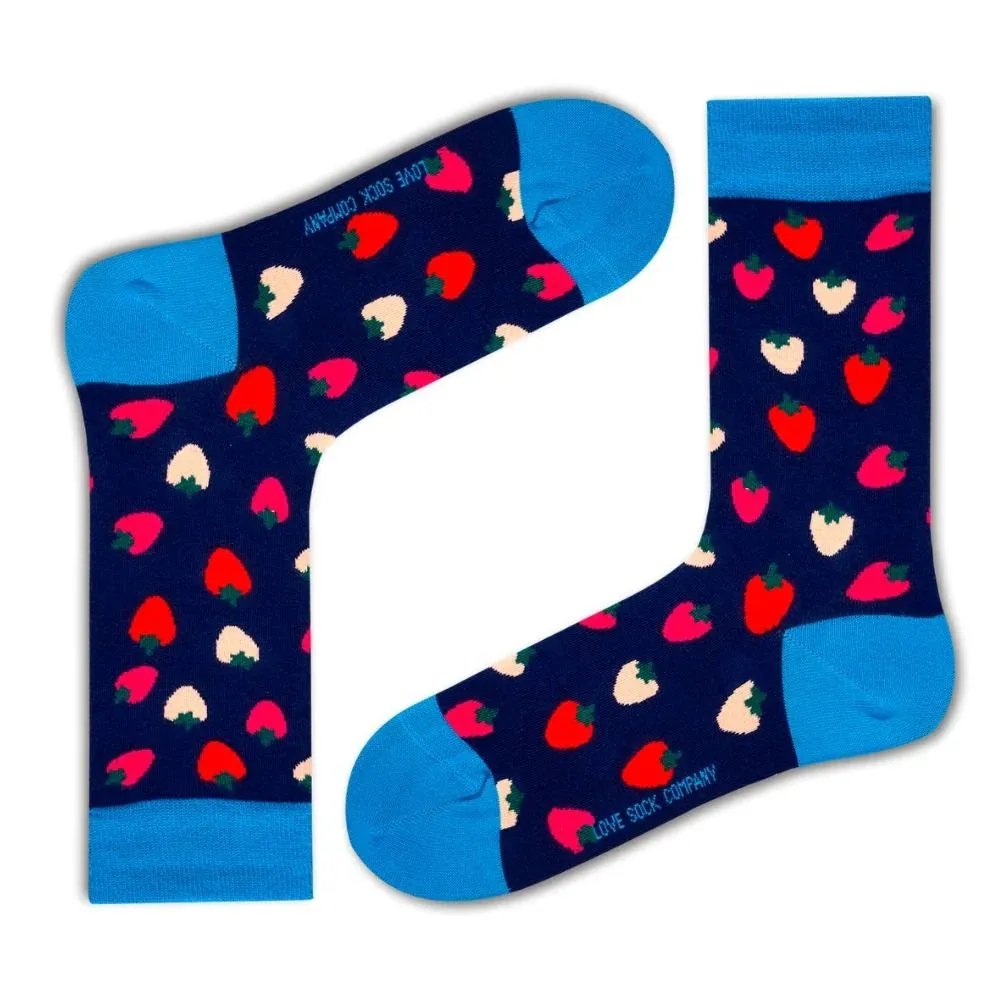 Strawberry women's novelty crew socks. Love Sock Company