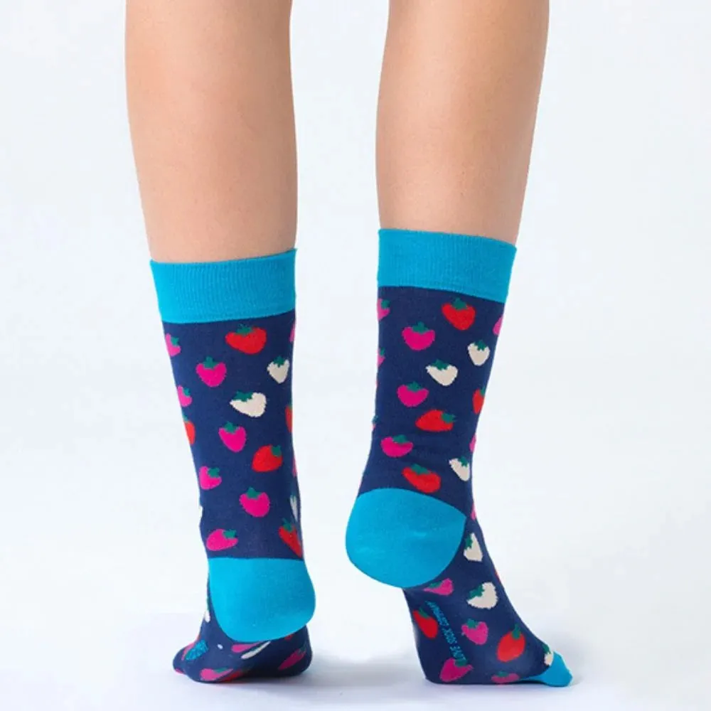 Strawberry women's novelty crew socks. Love Sock Company