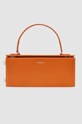 Structured rectangle shoulder bag in orange