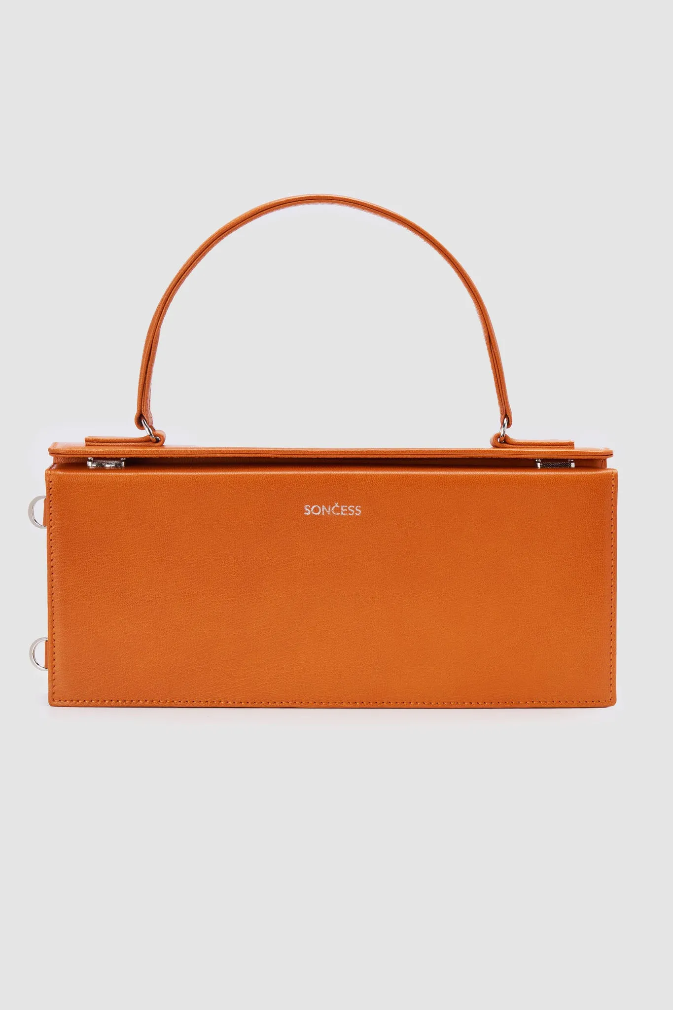 Structured rectangle shoulder bag in orange