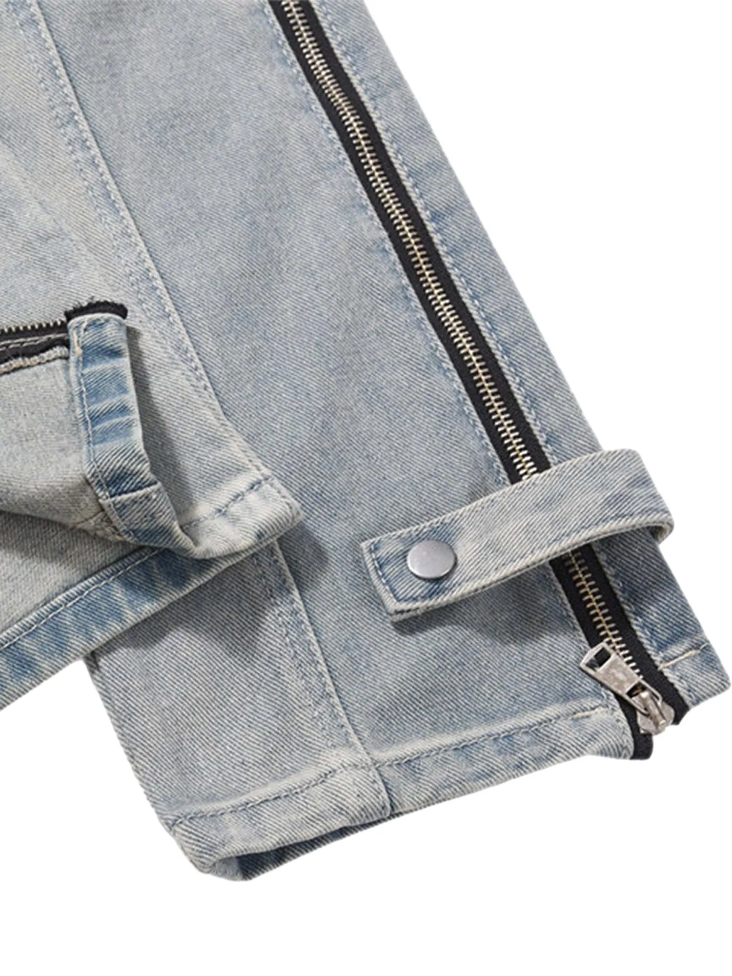 Thesupermade High Street Hip-hop Zipper Straight Jeans