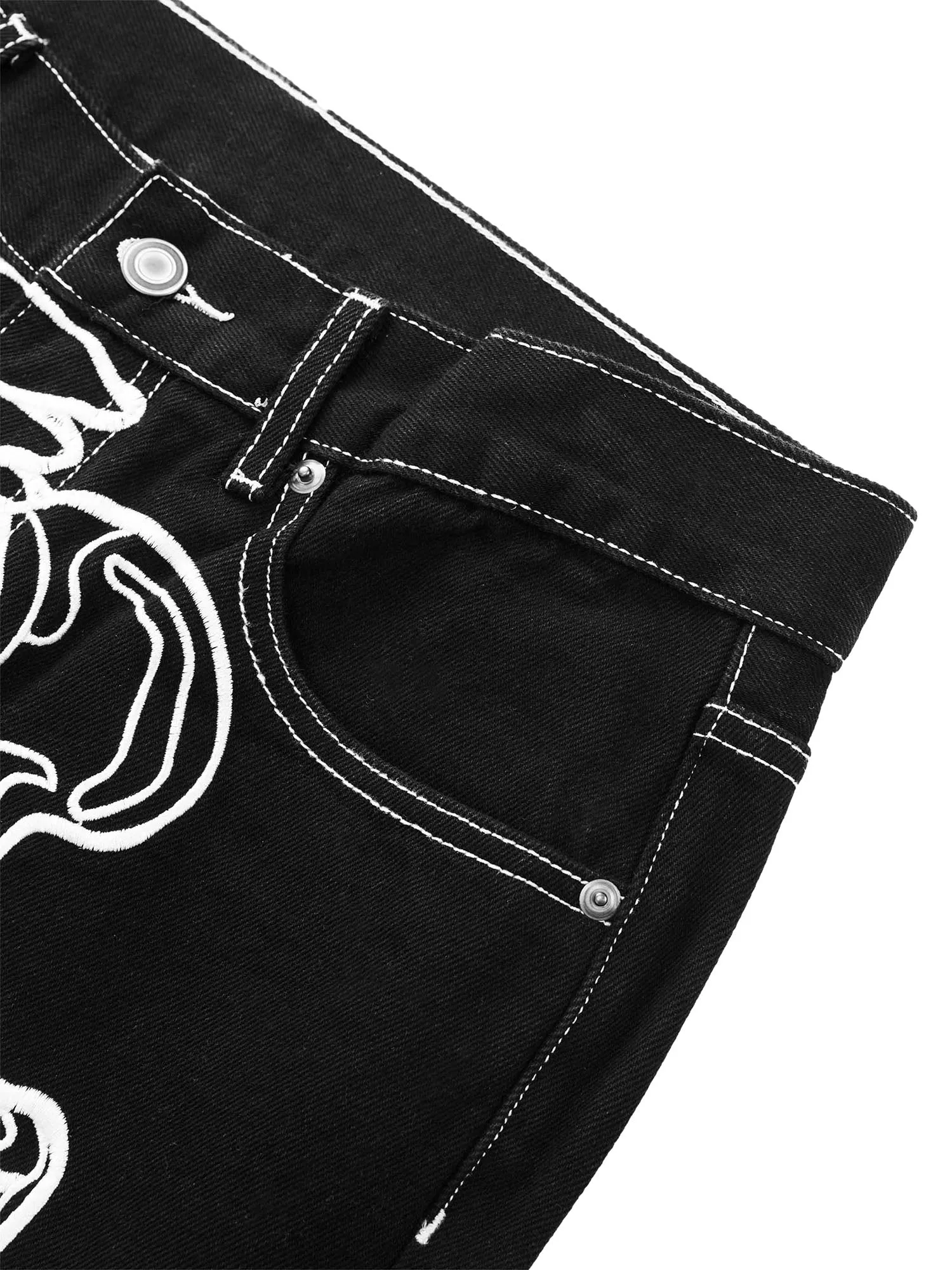 Thesupermade Hip Hop Bones Embroidered Jeans - 1859