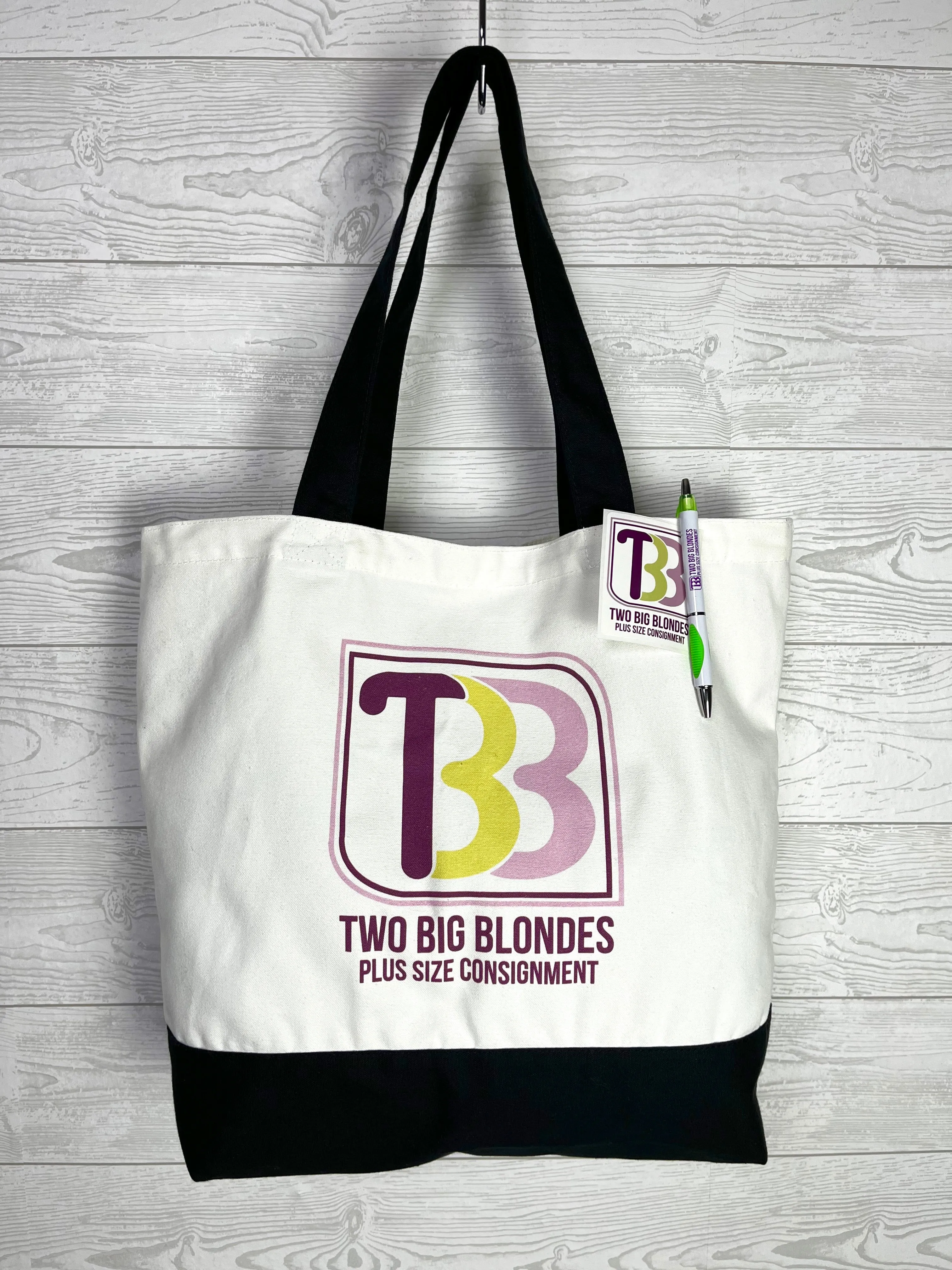 Two Big Blondes Cream & Black Reusable Shopping Tote NEW