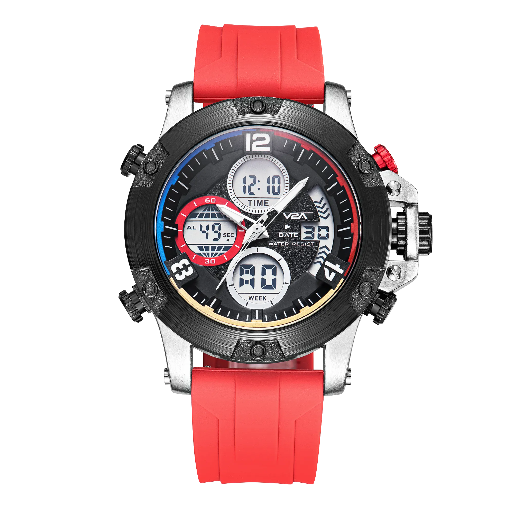 V2A Adventure Alloy Case Red Silicon Band Analog Digital Sports Watch for Men Latest Men’s Watch | Gifts for Men | Gift for Brother | Gift for Husband | Birthday Gifts