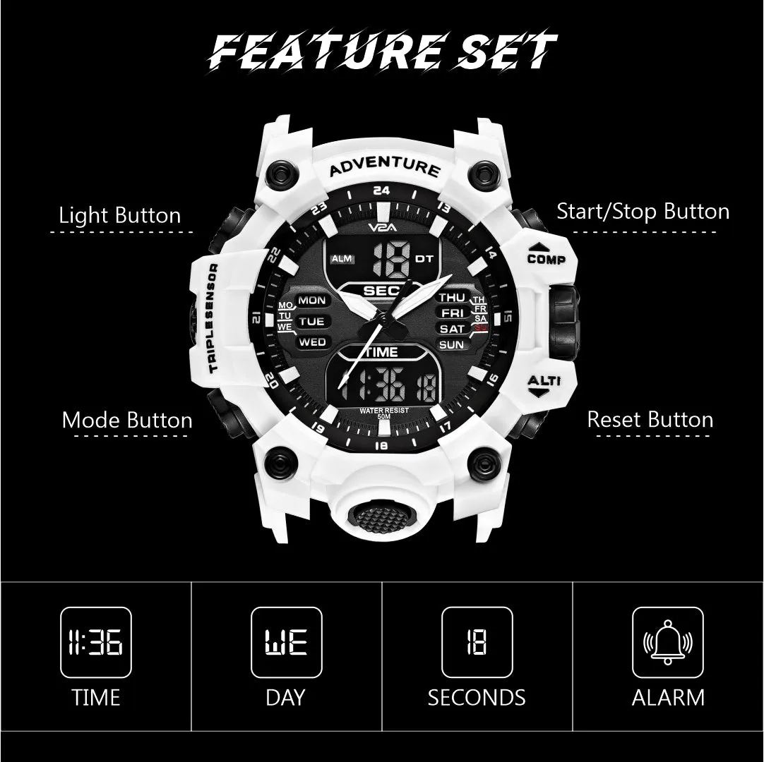 V2A Big Dial Multifunction Analogue and Digital Sports Watch for Men | Watch for Men | Wrist Watch for Men | Mens Watch | Gift for Men