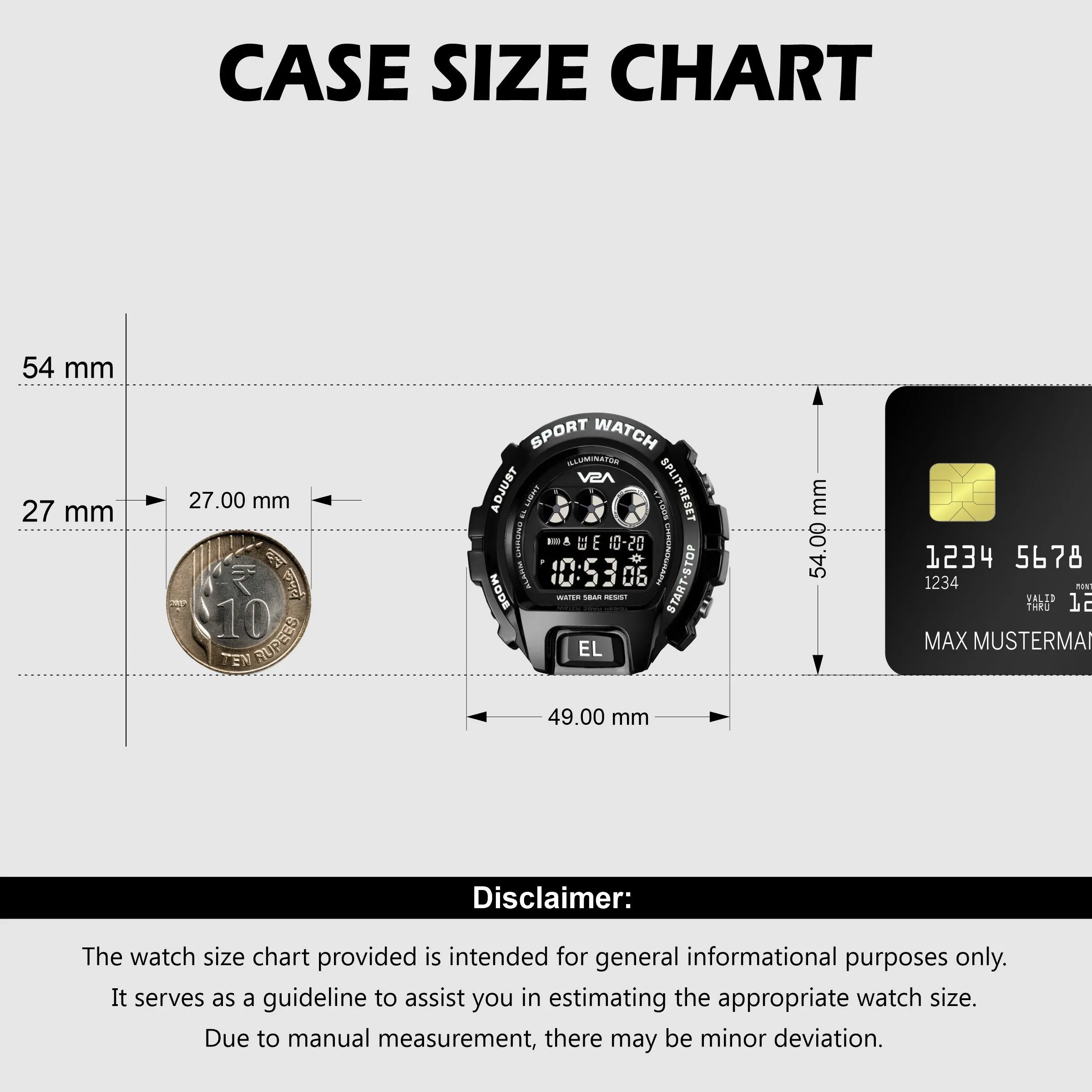 V2A Deep Black Digital Watch for Men and Boys Sports Watch with Dual Time Waterproof Latest Men’s Watch | Gifts for Men | Gift for Brother | Gift for Husband | Birthday Gifts