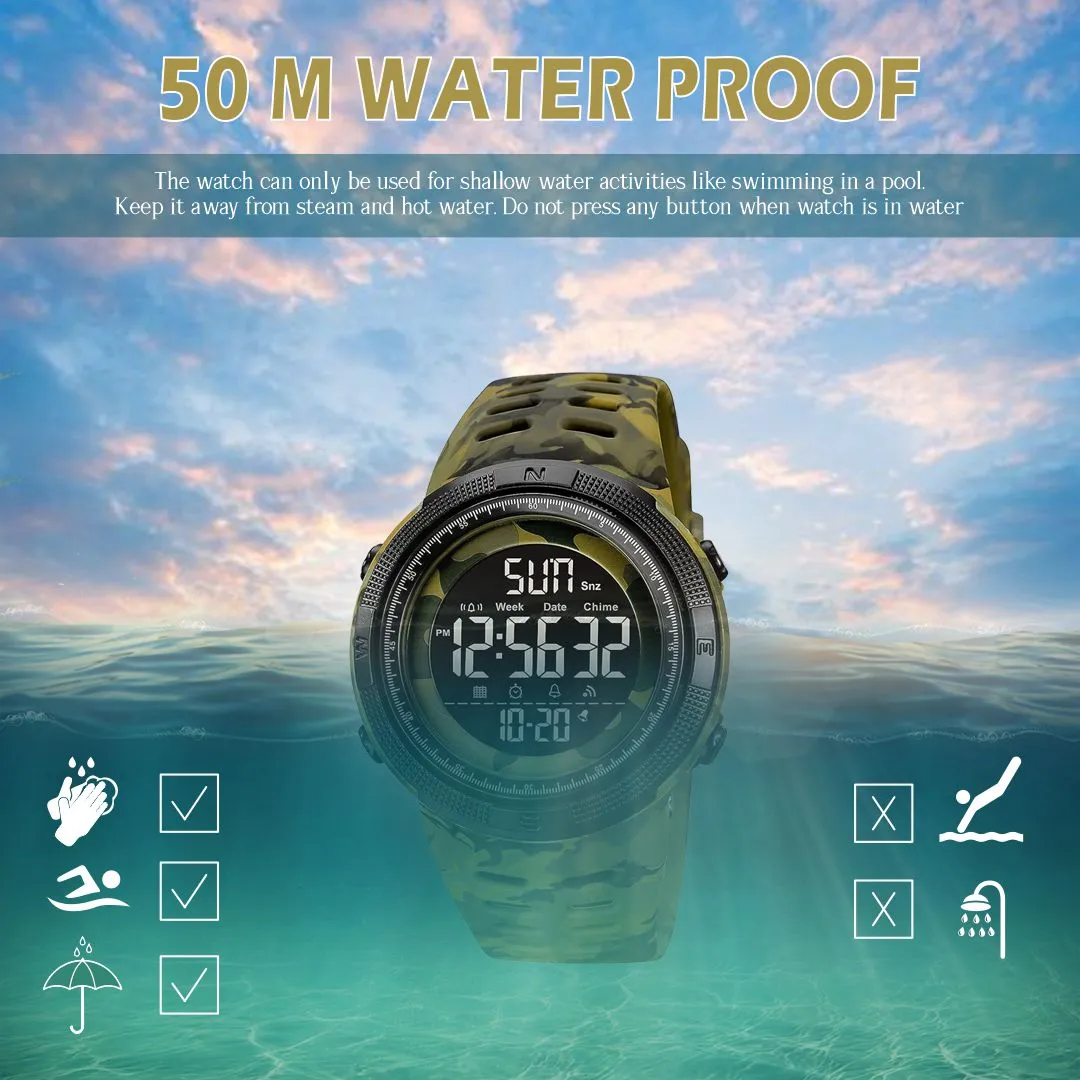 V2A Military Green Digital Watch for Men and Boys Sports Watch with Dual Time 5 ATM Waterproof Latest Men’s Watch | Gifts for Men | Anniversary Gifts | Gift for Husband | Birthday Gifts