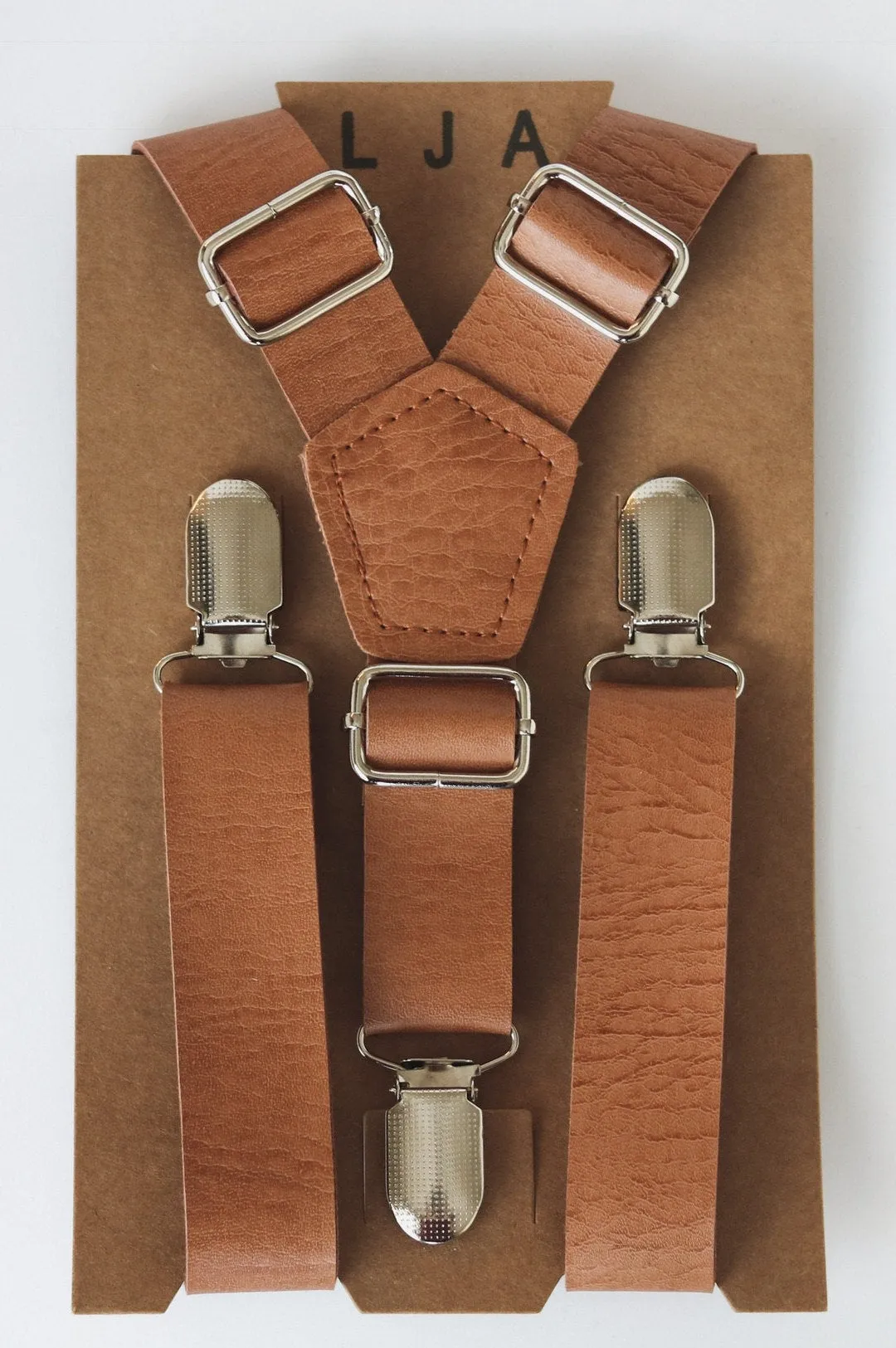 Vintage Tan Suspenders with Vintage Grey Bow Tie