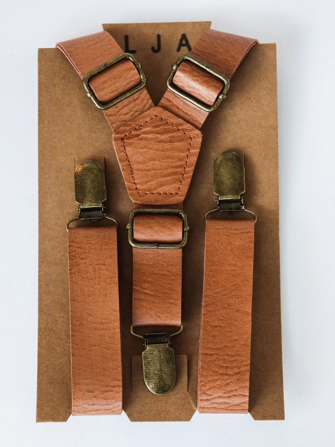 Vintage Tan Suspenders with Vintage Grey Bow Tie