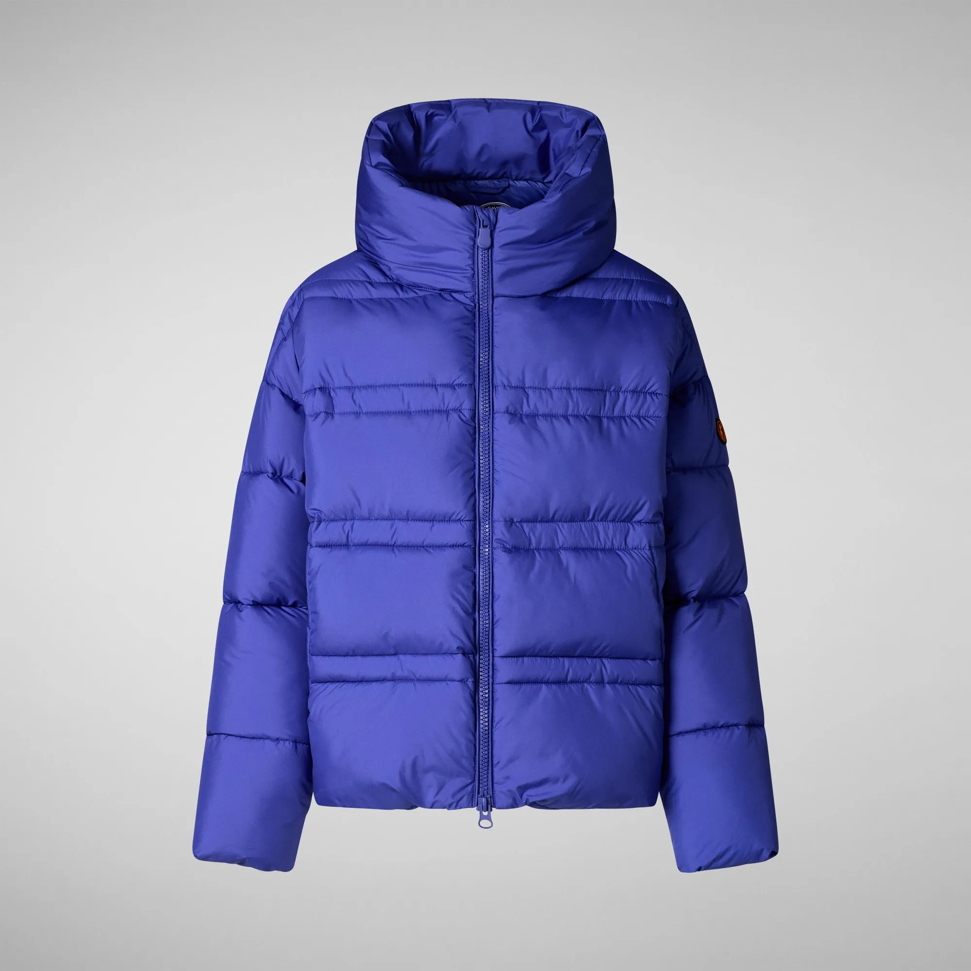 Woman's animal free hooded puffer jacket Keri in gentian blue