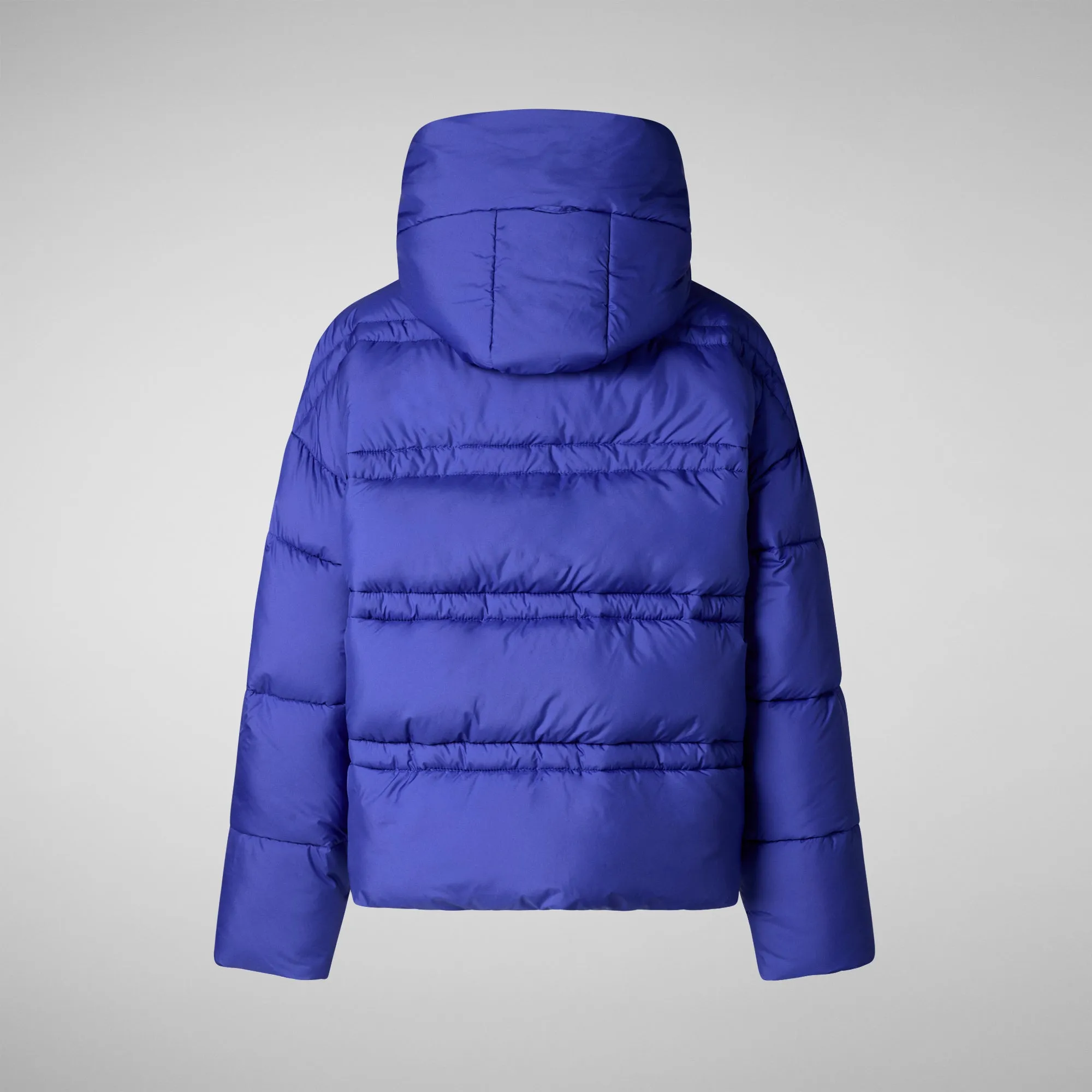 Woman's animal free hooded puffer jacket Keri in gentian blue