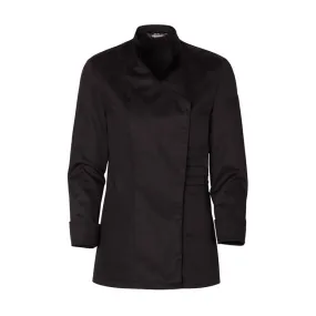 Women Black Kitchen Coat with Kimono Collar  - MOLINEL