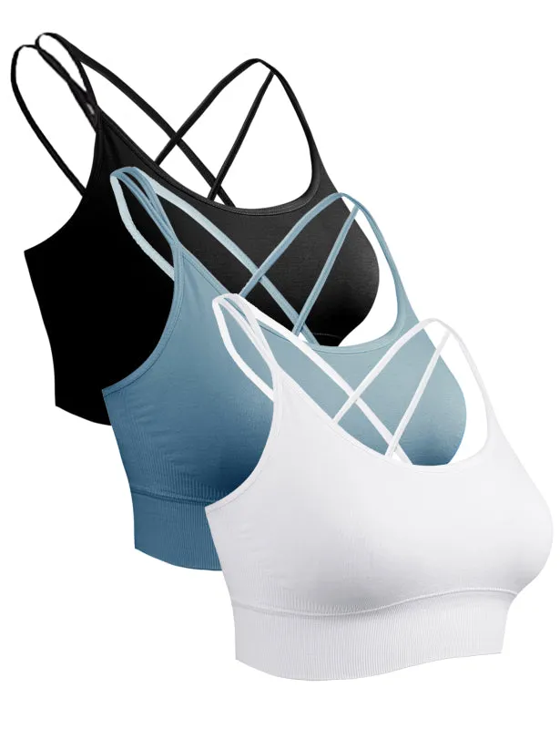 Women's Activewear Backless Padded Sports Bra - 3 Pack