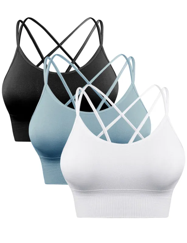 Women's Activewear Backless Padded Sports Bra - 3 Pack