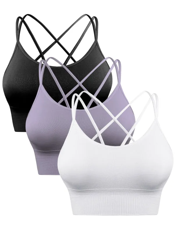 Women's Activewear Backless Padded Sports Bra - 3 Pack