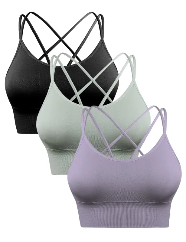 Women's Activewear Backless Padded Sports Bra - 3 Pack