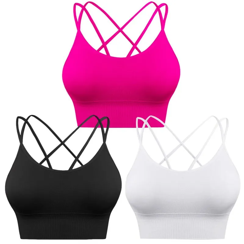 Women's Activewear Backless Padded Sports Bra - 3 Pack