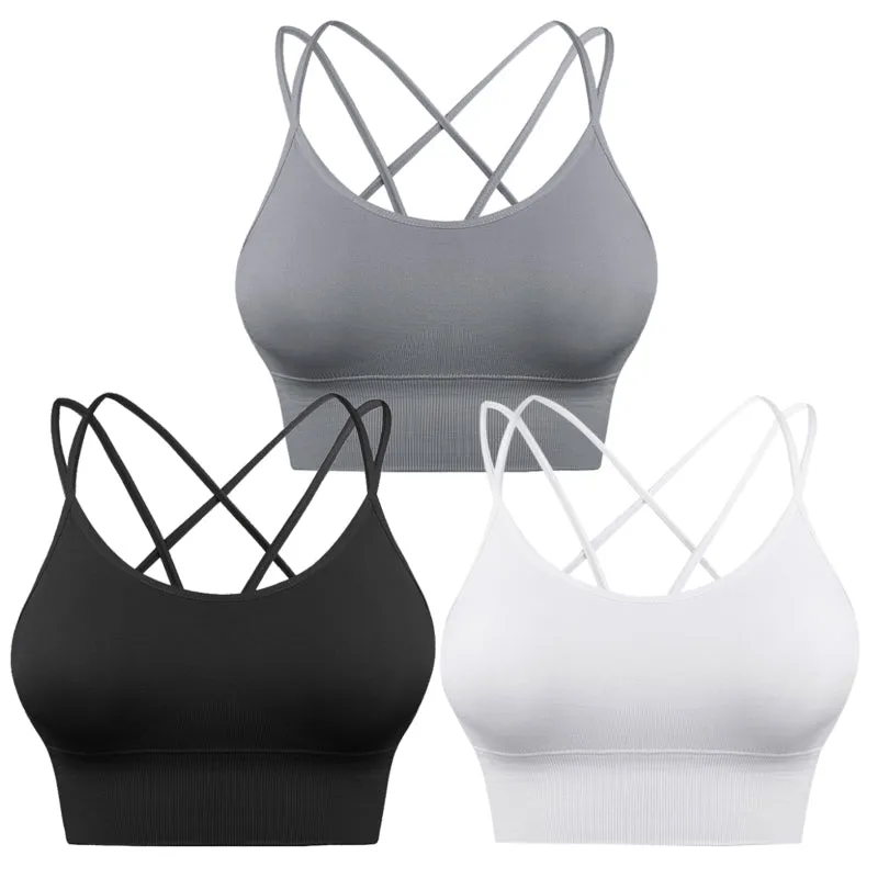 Women's Activewear Backless Padded Sports Bra - 3 Pack