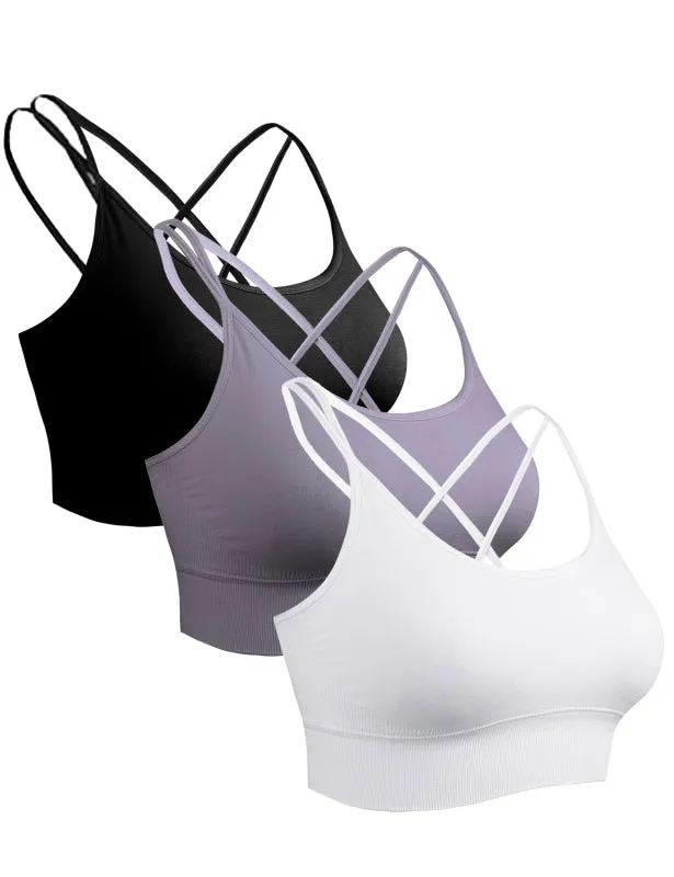 Women's Activewear Backless Padded Sports Bra - 3 Pack