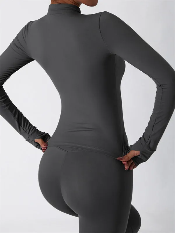 Women's Breathable Quick Drying Long Sleeved Zip Up Active Wear Top