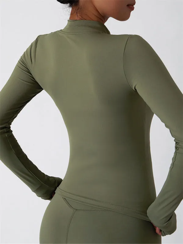 Women's Breathable Quick Drying Long Sleeved Zip Up Active Wear Top