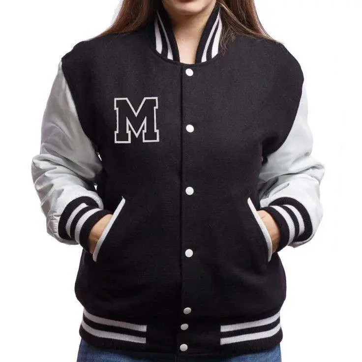 Women's Button Down Baseball Varsity Bomber Jacket (M) Printed