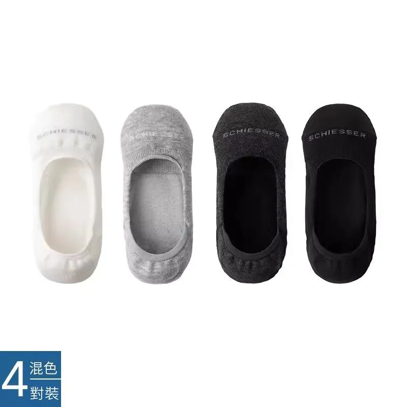 Women's Cotton-Blended Anti-Bacterial Breathable Boat Socks (4pairs Pack)