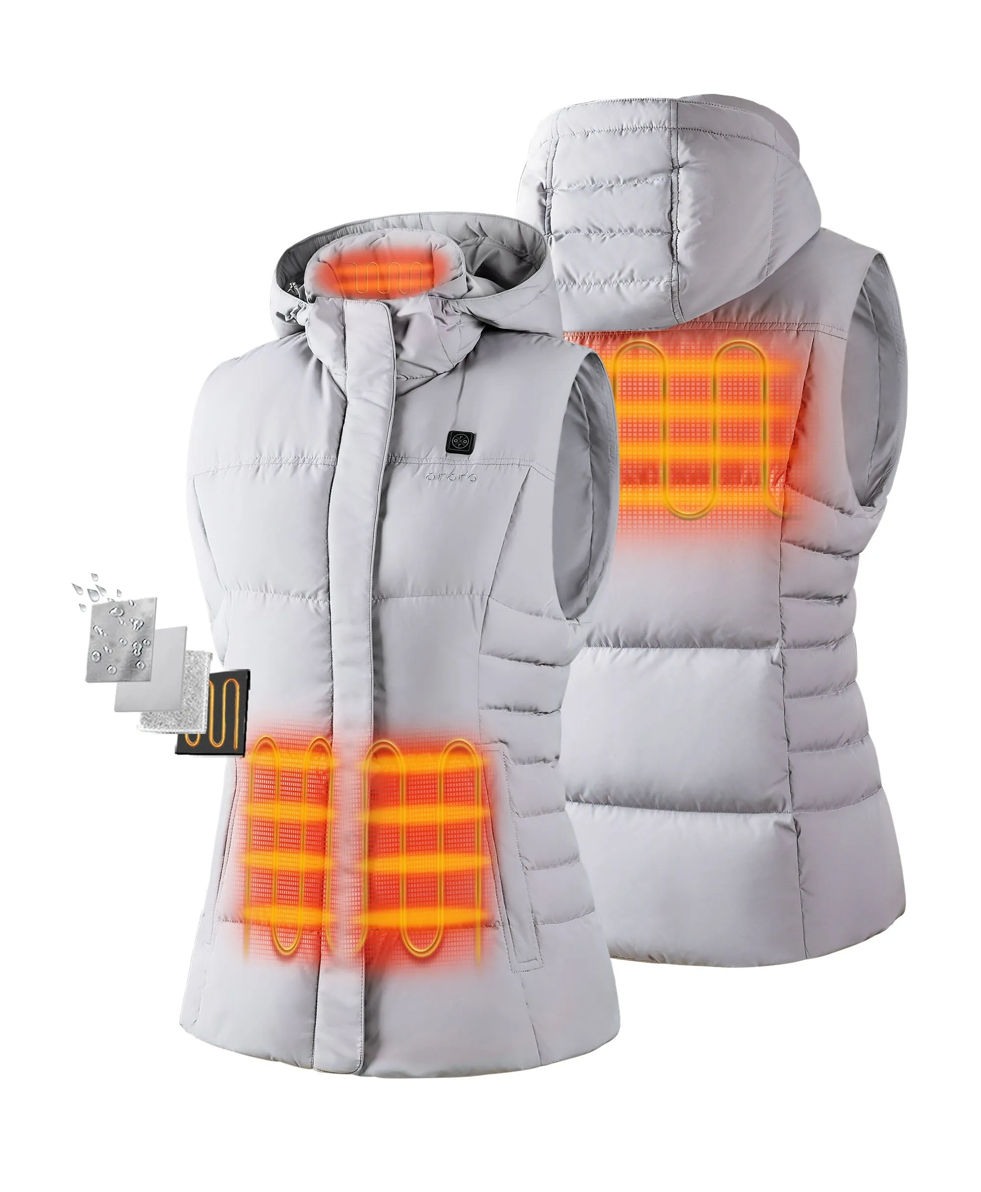 Women's Heated Down Vest - Gray