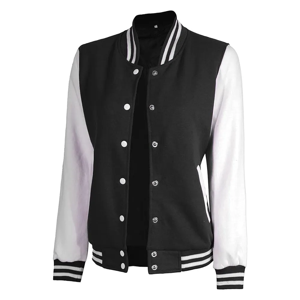 Women's Letterman Highschool White Varsity Jacket