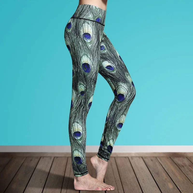 Women's Multi-Colored Printed Stretch Sports Leggings