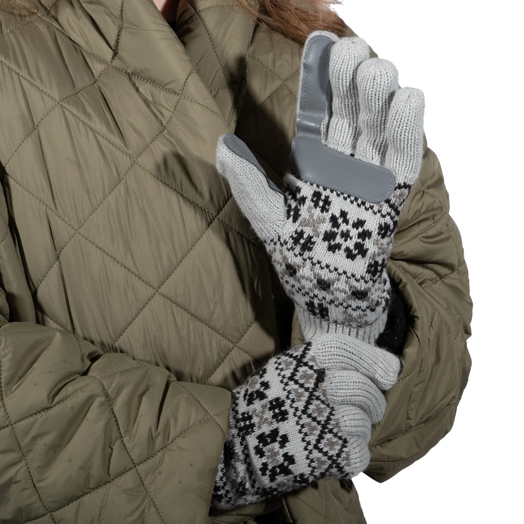 Women's Nordic Fairisle Knit Water Repellent Touchscreen Gloves