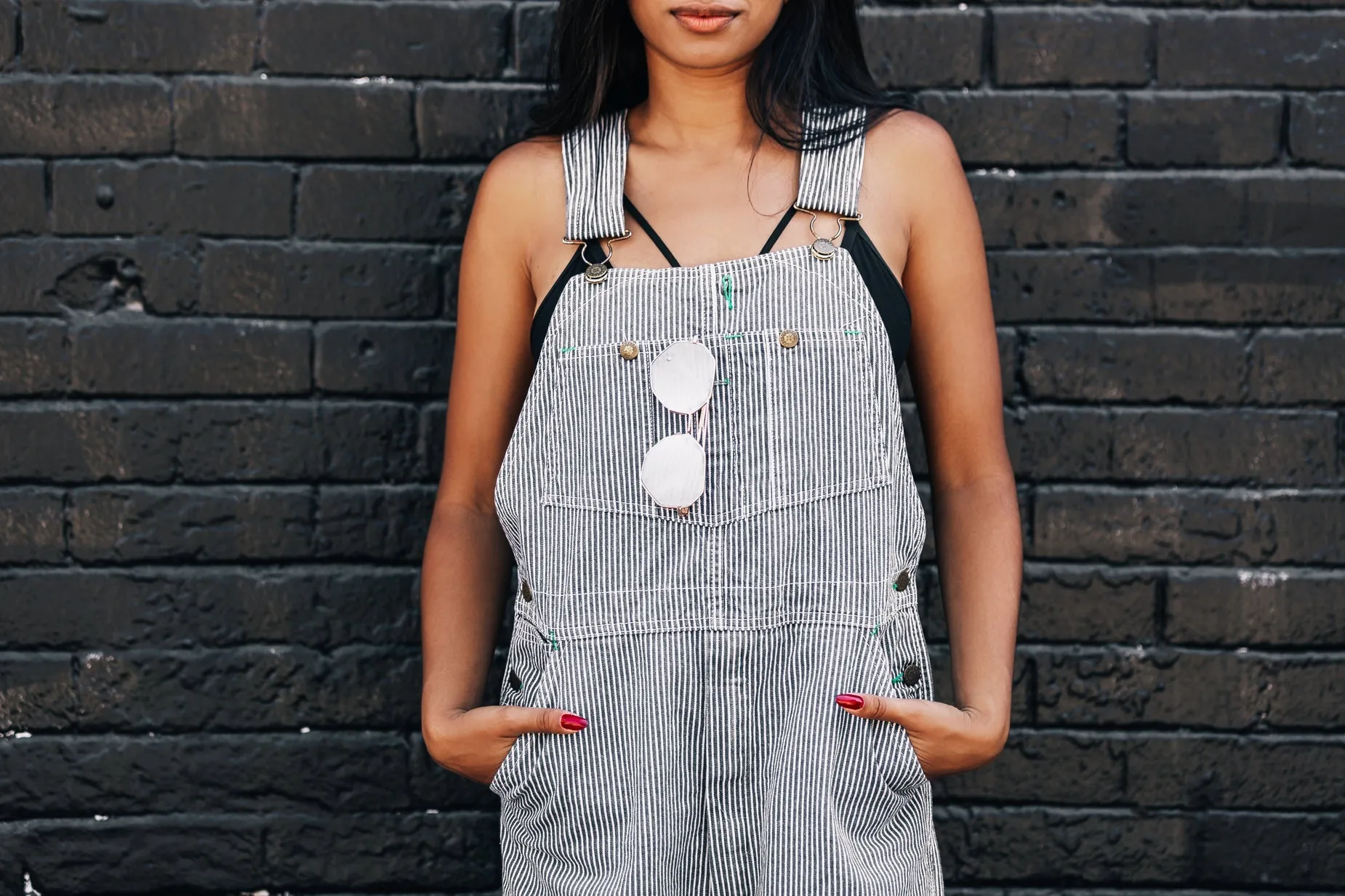 Women's Stripy Dungarees