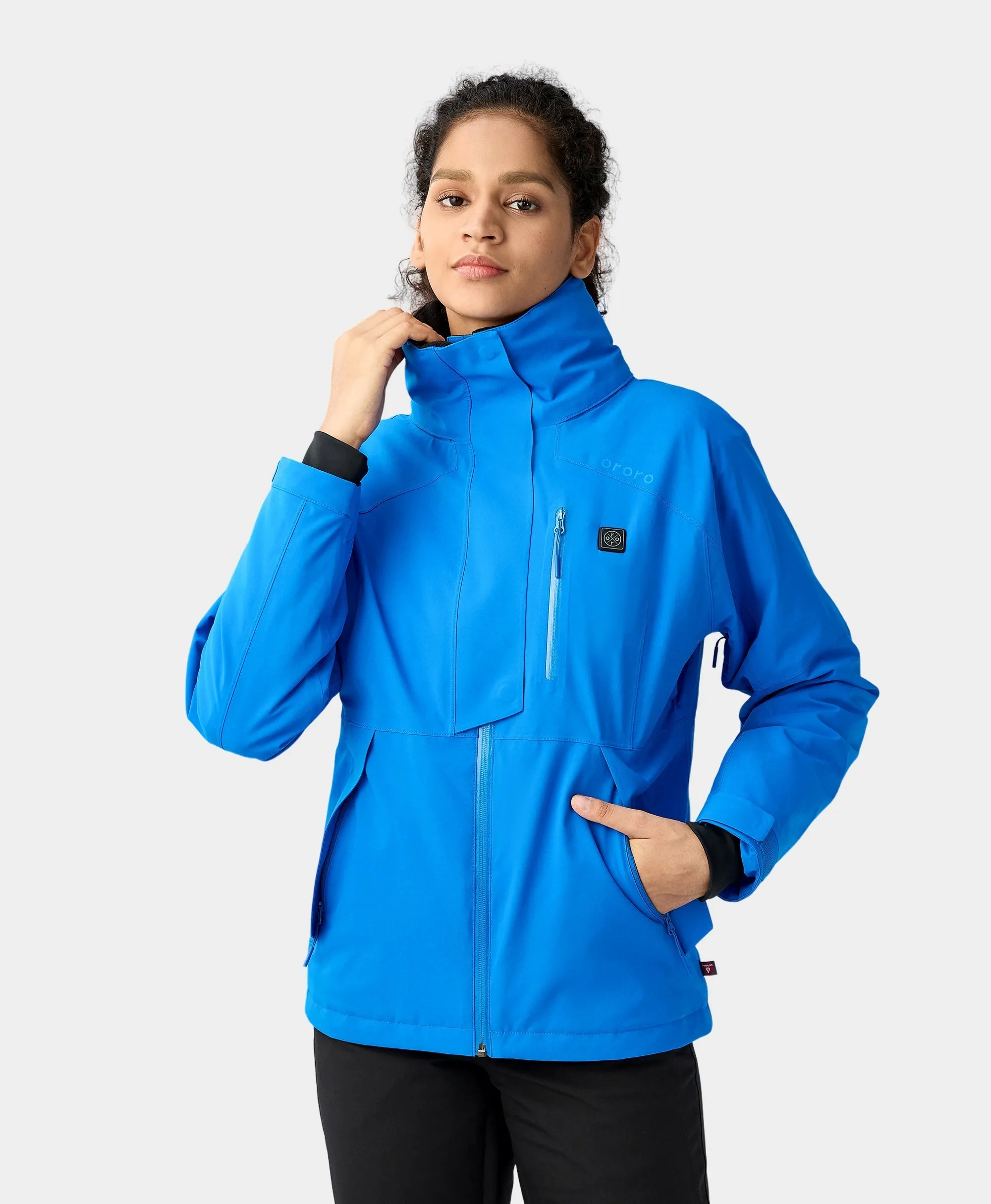 Women's Waterproof Heated Ski Jacket - Black/Blue (Apparel Only)